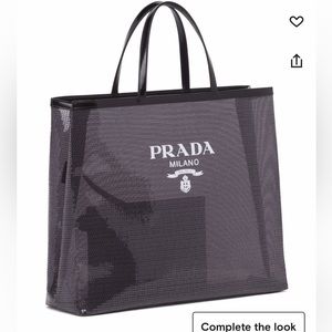 Prada Sequinned logo-print mesh tote bag